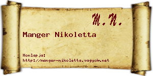 Manger Nikoletta névjegykártya