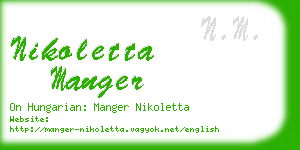 nikoletta manger business card